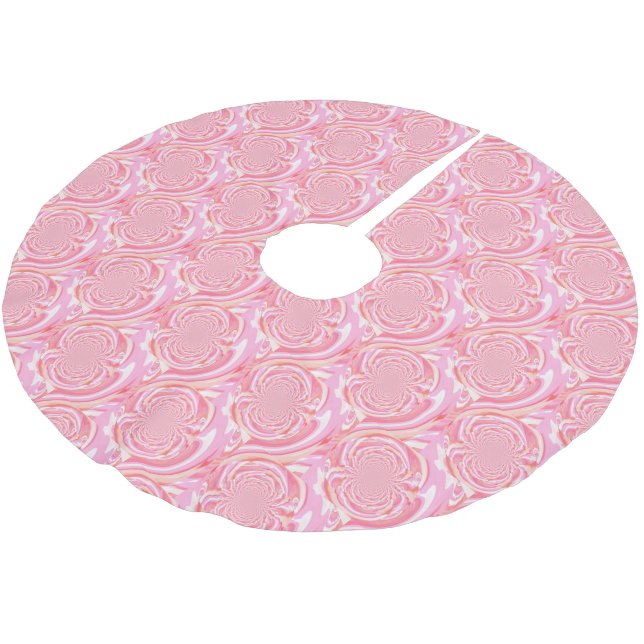 Rosa och röd modern fraktal design julgransmatta borstad polyester (Vinklad)