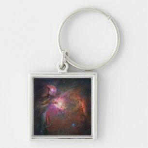 Rosa och röd Orion Nebula Fyrkantig Silverfärgad Nyckelring
