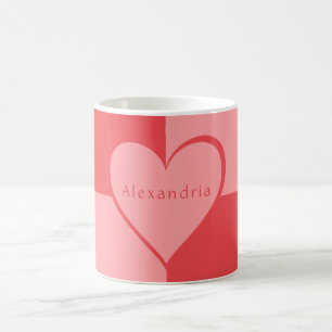 Rosa och Röd Personlig Hjärtan Kaffemugg