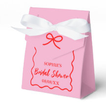 Rosa och röd retro vågig kant bröllopsdusch