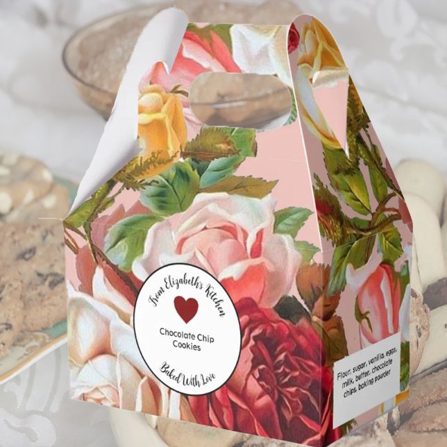 Rosa och Röd ros-bakade gåvor med ingredienser Presentaskar (Skapare uppladdad)