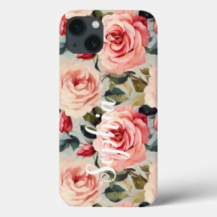 Rosa och Röd ros Blommönster