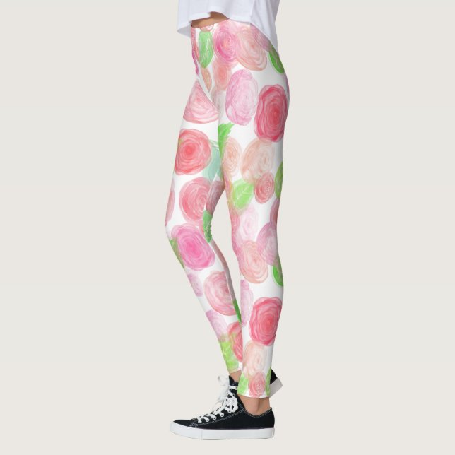 Rosa och Röd ros Leggings (Vänster)