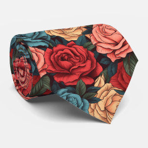 rosa och röd ros mönster slips