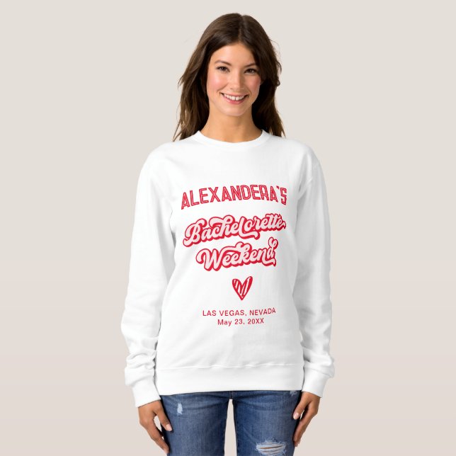 Rosa och Röd Sällskapsresa Helgfest för Ogifta Kvi T Shirt (Hel framsida)