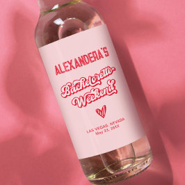 Rosa och Röd Sällskapsweekend för Möhippor Party Vinflaska Etikett