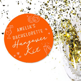 Rosa och röd skiss för möhippa bakfylleskit runt klistermärke