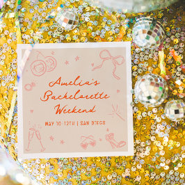 Rosa och röd skiss möhippa helg fest pappersservett