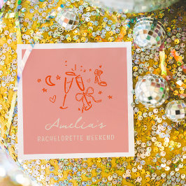 Rosa och röd skiss Systerparty Helgfest Pappersservett