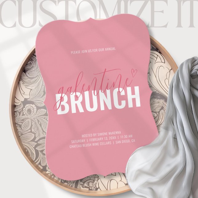 Rosa och Röd Valentin Brunch Firande Inbjudan (Skapare uppladdad)