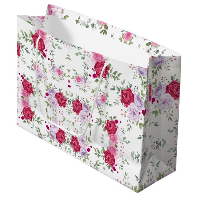 Rosa och röd vattenfärgsblomma Vintage mönster (Framsidan Vinklad)