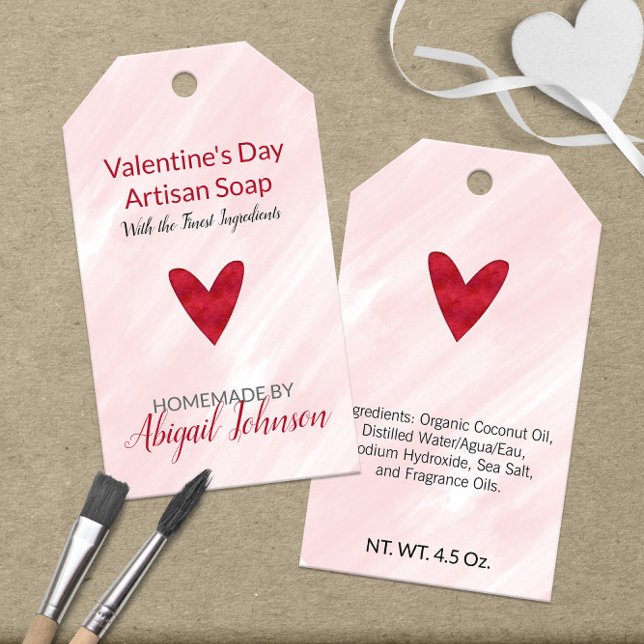 Rosa och röda 💖 Alla hjärtans dags tvål Presentetikett (Pink and Red 💖 Valentine's Day Soap Gift Tags
)