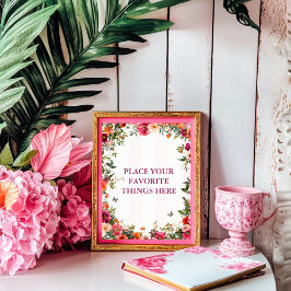 Rosa och Röda Blommigten Party Poster