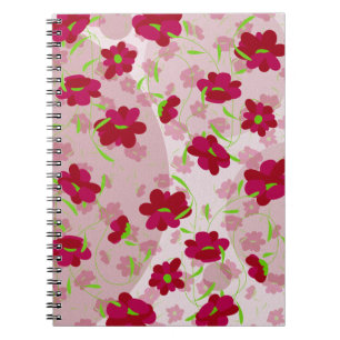 Rosa och röda blommor - Blommig Anteckningsbok