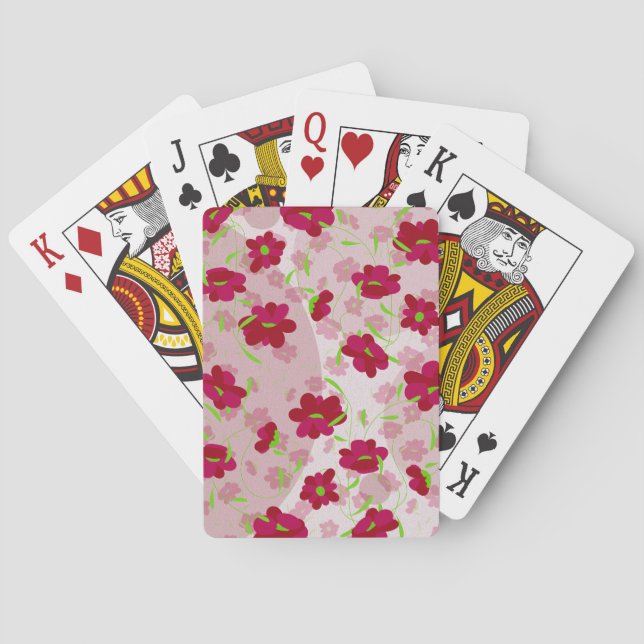 Rosa och röda blommor - Blommig Casinokort (Baksidan)