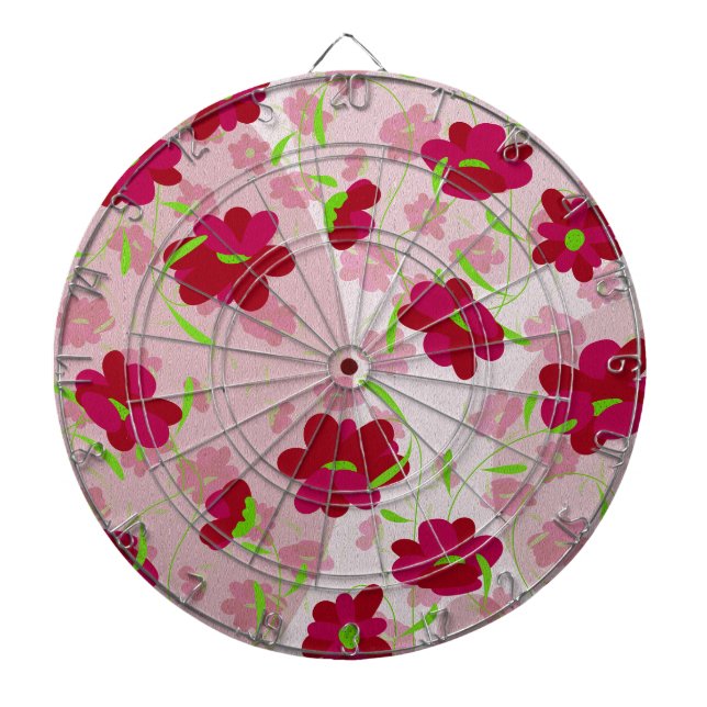 Rosa och röda blommor - Blommig Darttavla (Framsidan)