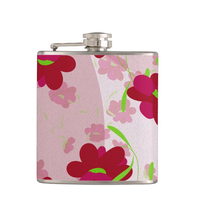 Rosa och röda blommor - Blommig Fickplunta (Framsidan)