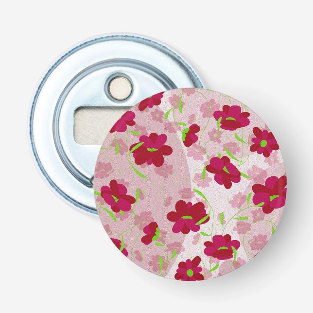 Rosa och röda blommor - Blommig Flasköppnare (Framsidan)