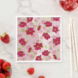 Rosa och röda blommor - Blommig Pappersservett