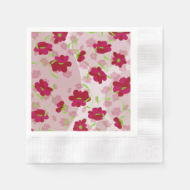 Rosa och röda blommor - Blommig Pappersservett