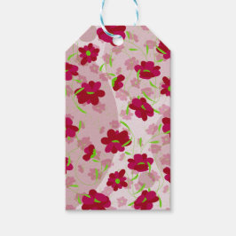Rosa och röda blommor - Blommig Presentetikett