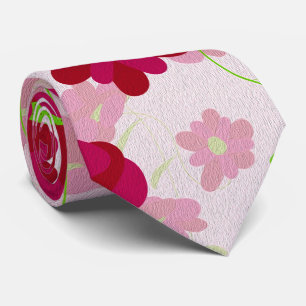 Rosa och röda blommor - Blommig Slips