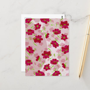 Rosa och röda blommor - Blommig Vykort