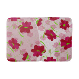 Rosa och Röda blommor - Blommigt Badrumsmatta