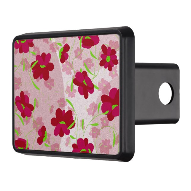 Rosa och Röda blommor - Blommigt Dragkroksskydd (Vänster)