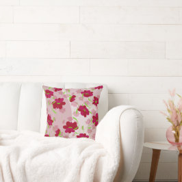 Rosa och Röda blommor - Blommigt Kudde