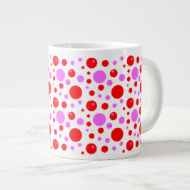 Rosa och Röda cirklar och Polka dots Jumbo Mugg