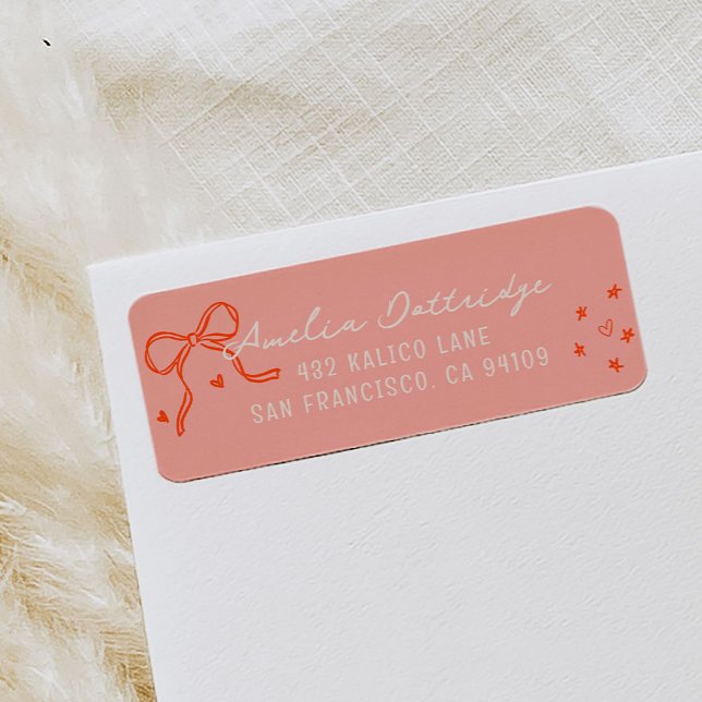 Rosa och röda flickiga skiss returadress etikett (Pink and Red Girly Sketch Return Address Label)