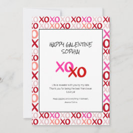 Rosa och Röda Galentines XOXO Moderna Bästa Vänner Julkort