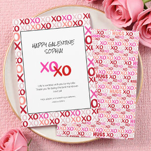 Rosa och Röda Galentines XOXO Moderna Bästa Vänner Julkort