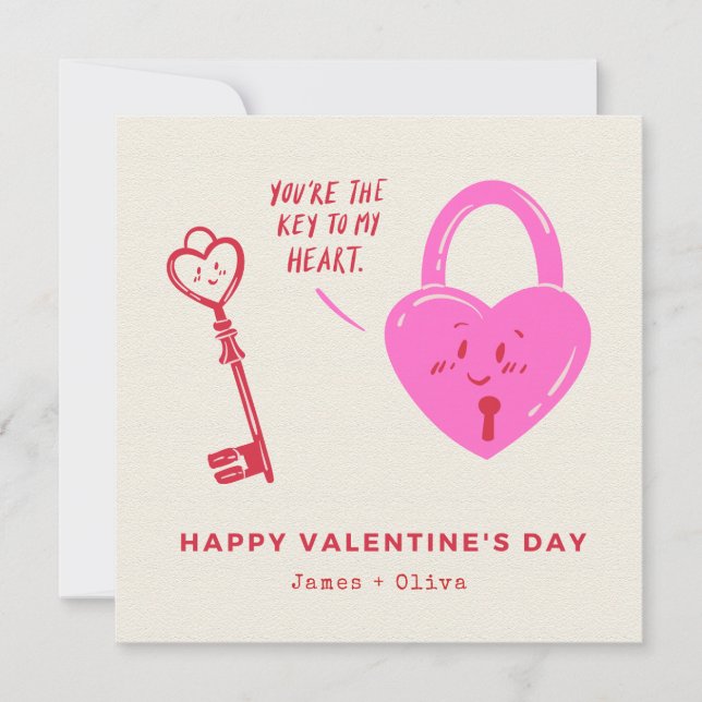 Rosa och röda hjärtan Glad Alla Hjärtans Dag Julkort (Framsida)