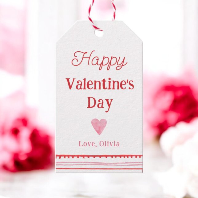 Rosa och röda hjärtan Glad Alla Hjärtans Dag  Presentetikett (Skapare uppladdad)