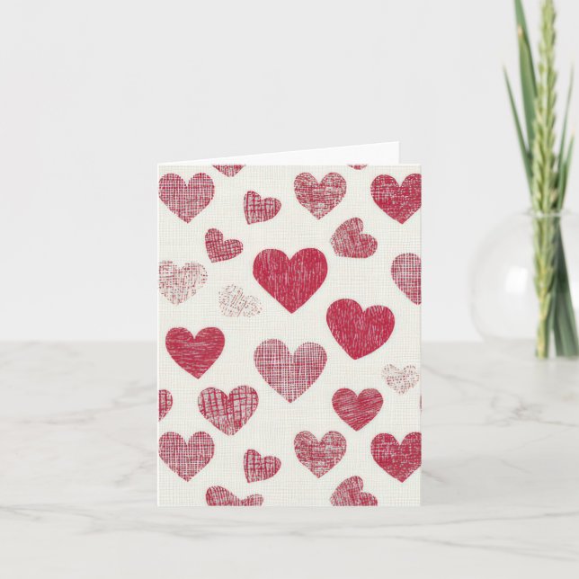 Rosa och röda hjärtan Valentinens Hälsning Helgkort (Framsida)