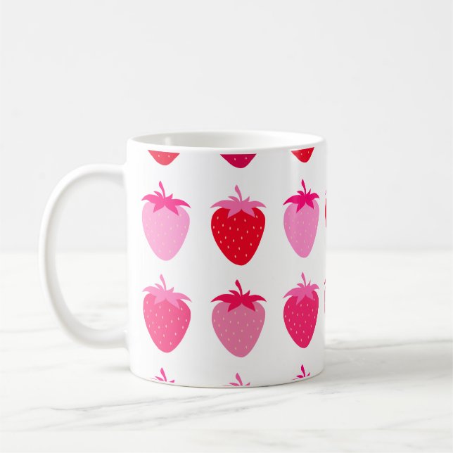 Rosa och röda jordgubbar kaffemugg (Vänster)