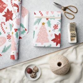 Rosa och Röda julafton Helgdag Presentpapper