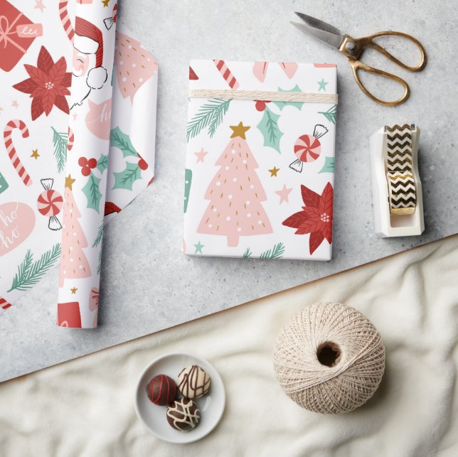 Rosa och Röda julafton Helgdag Presentpapper (Hantverk)