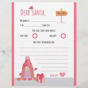 Rosa och Röda julafton, kära Santa Brev Reklamblad