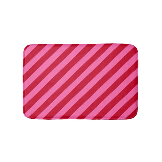 Rosa och röda julpepparmintsränder badrumsmatta (Framsidan)