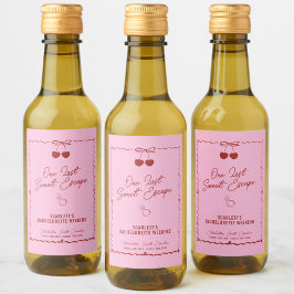 Rosa och röda körsbär möhippa veckoslut mini vinetikett