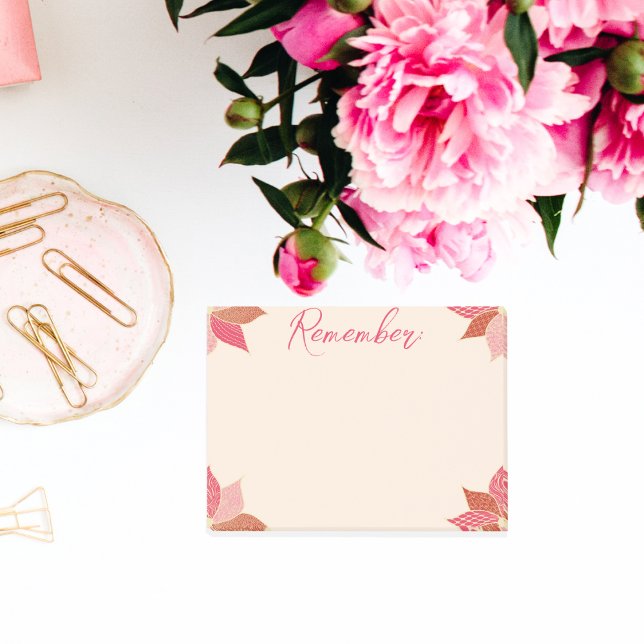 Rosa och Röda Lycklig-blomman Post-it Block (Personalized Happy Flower Post it Notes in pink and red)