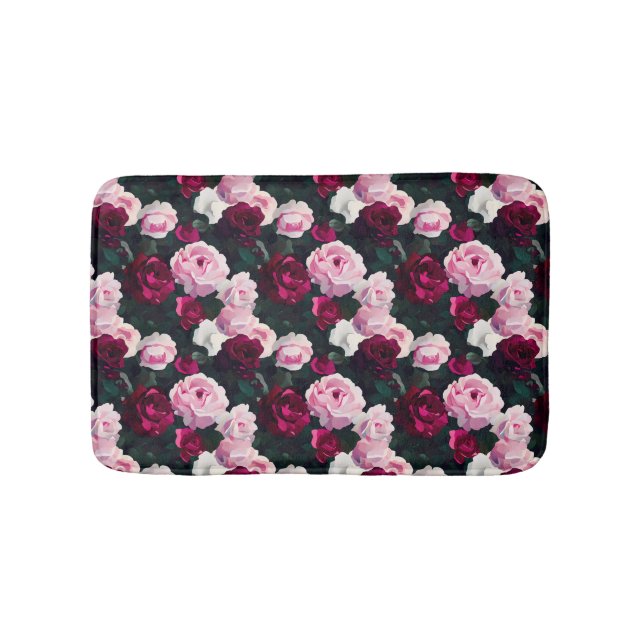 Rosa och röda målade rosor badrumsmatta (Framsidan)