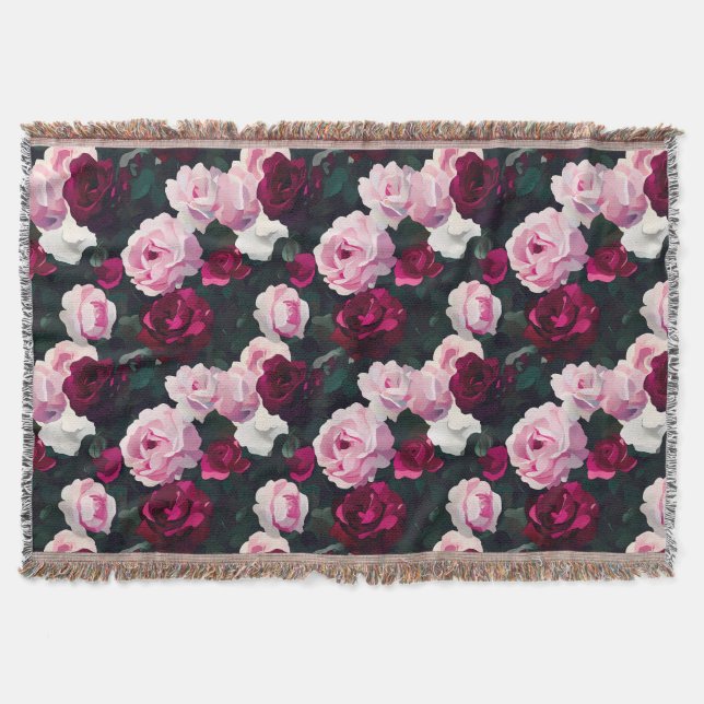 Rosa och röda målade rosor filt (Framsidan)