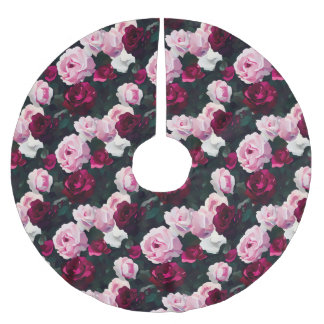 Rosa och röda målade rosor julgransmatta borstad polyester
