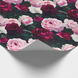 Rosa och röda målade rosor presentpapper