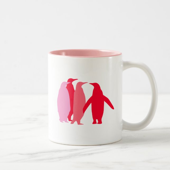 Rosa och Röda penguiner Två-Tonad Mugg (Höger)