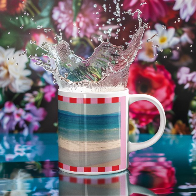 Rosa och röda ränder full foto kaffemugg (Pink and Red Stripes Full Photo Coffee Mug)